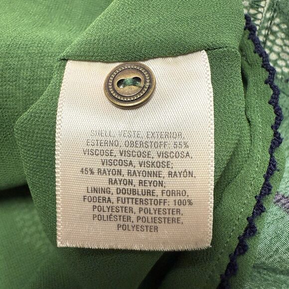 Anthropologie Maeve Devery Green Bird Print Dress XS ASO TV Last Man Standing - Picture 8 of 16